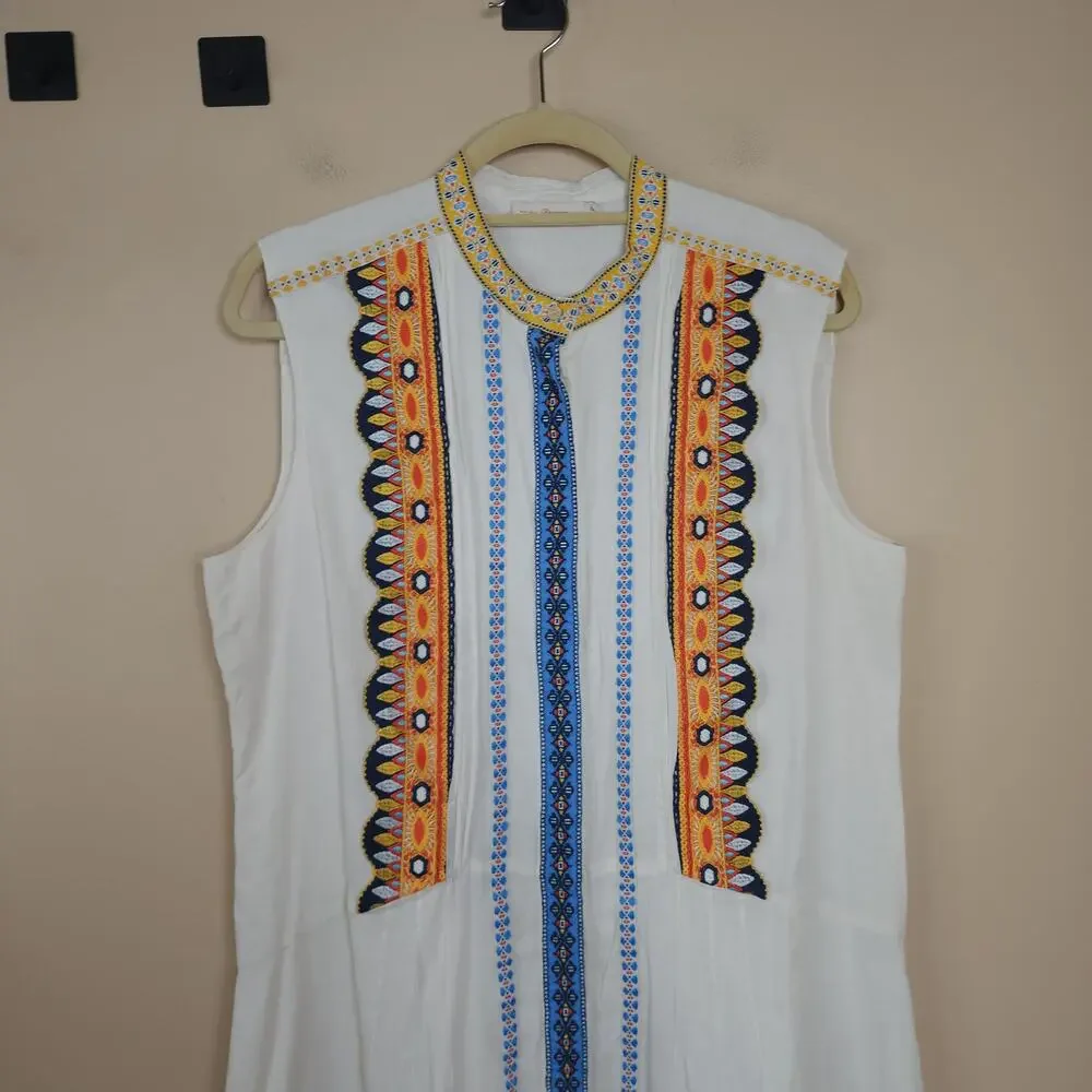 Tory Burch Embroidered Adriana Dress Size 14 DAMAGED